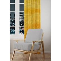 Yellow Wave Stile Desenli Süet Oturma Odası Salon Fon Perde Baskılı Ekstrafor Büzgü Tek Kanat Çok Renkli