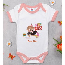 Bitmeyenkartus Bk Kids Kişiye Özel Pembe Bebek Body Zıbın - Model 22 Çok Renkli