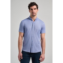 İmza Saks Uzun Kol Düz Örme Düğmeli Yaka Cepsiz Pamuklu Classic Slim Fit Gömlek 1004250152 305 Saks