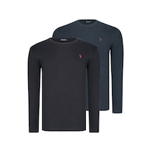 İkili Set T8588 Dewberry Yuvarlak Yaka Erkek Sweatshırt-antrasit-siyah Antrasit-siyah