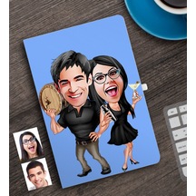 Kişiye Özel Sevgililer Karikatürlü Defter-18