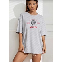 Kozia Outdoors Majestıc Baskılı Oversize Basic O Yaka Unisex T-shirt Gri