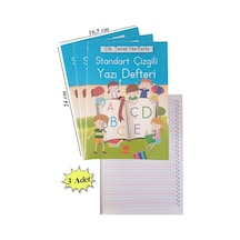 Güzel Yazı Defteri Orta Boy 16,5x24 Cm 24 Yaprak 3 Adet Standart Çizgili Yazı Defteri Dik Temel Harflerle 1. Sınıf