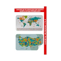 Harita Sepeti Eğitici - Öğretici Dünya Ve Türkiye Haritası Çocuk Odası Duvar Sticker-85x130-3887 Çok Renkli