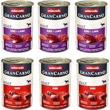 Animonda Gran Carno 2 Çeşit Sığır + Sığır Ve Kuzu Etli Karma Köpek Konserve 400 G X 6 Adet