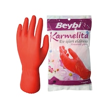 Beybi Karmelita 8,5 Numara 25li Paket Bulaşık Eldiveni Gıdaya Uygundur Kaymayı Önleyici Pütürlü