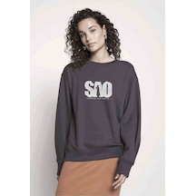 S A O Baskılı Füme Antrasit Kadın Sweatshirt