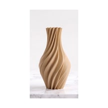 Suna Vazo Ekru 20 Cm - Modern Sarmal Burgu Dekoratif Salon Konsol Sehpa Çiçekliği