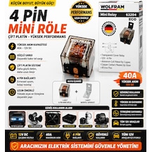 12v 40a 4 Pin Mini Röle Çift Platin Sargılı Şeffaf Gövde Yüksek Performans Oto Röle 1 Adet