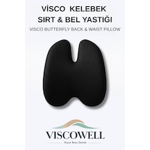 Visco Kelebek Sırt & Bel Yastığı Visco Bel Yastığı Ortopedik Bel Yastığı %100 Visco Destek Yastığı Siyah