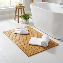 Doğal Bambu Banyo Paspası 42x62 Cm - Suya Dayanıklı Kaymaz Tabanlı Ahşap Duş Önü Paspas Spa V