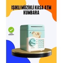 Çocuklar İçin Su Yeşili Atm Kasa Tasarımlı Şifreli Kumbara