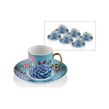 Lamedore Floral Blue 6lı Kahve Fincan Takımı