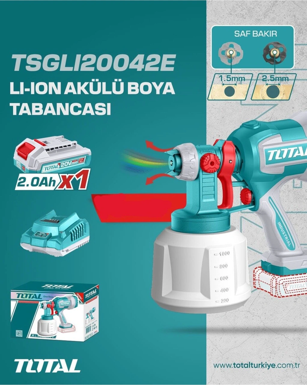 Total TSGLI20042E Li-Ion Akülü Boya Tabancası