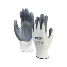 Beybi Nitril Poly Örme Iş Eldiveni El-K7 Beyaz - Gri No : 10