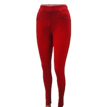Besttrend Kırmızı Kadın Diagonal Pamuk Kot Pantolon Tayt Edy159k Kırmızı