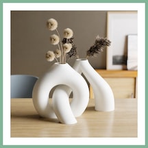Bşkvirgo 3d Baskı Interlocking Vazo - İç İçe Geçen Dekoratif Vazo-beyaz Bsk2026