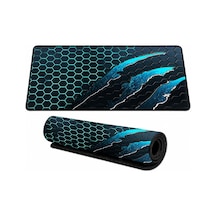 90x40 Cm Mouse Pad, Turkuaz Pençe Hexagon Desenli Büyük Mouse Pad, Kaymaz Kauçuk Tabanlı, Dikişli Kenarlı 3 Mm Klavye Ve Mouse Altlığı, Gaming Desk Mat