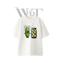 Thewert Cucumber Pickle Tasarım Baskılı Ünisex Beyaz Oversize T-shirt