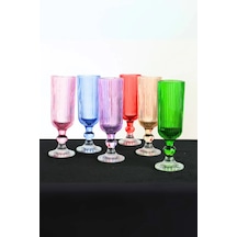 Çeyizci Çarşı 6' Lı Rainbow Kristal Ayaklı Kahve Yanı Su Ve Meşrubat Bardağı Sunum Bardağı Çok Renkli