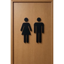 Tuvalet Kapı İşareti Kadın Erkek Figürü Siyah Wc Tabelası Dekoratif Kapı Aksesuarı Siyah