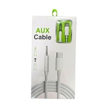 Type-c Aux Örgülü Kablo 1m Beyaz Yk-ax805