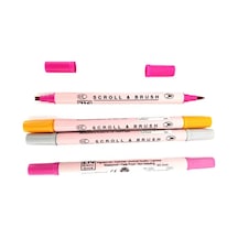 Zig Scroll & Brush Çift Çizgi Ve Fırça Uçlu Kaligrafi Kalemi, Davetiye Kalemi-4 Adet