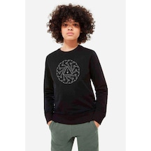 Tshirthane Badmotorfinger Logo Baskılı Unisex Çocuk Siyah Sweatshirt Siyah