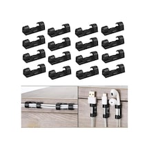 Yapışkanlı Kablo Sabitleyici Düzenleyici Çok Amaçlı Kablo Toparlayıcı Klips Set-al4552 16 Adet Siyah