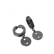 Sallantılı Yin Yang Sıkıştırmalı Erkek Küpe Çelik Takı  p4 t5 Çelik