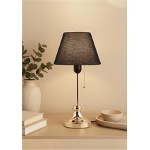 Tr Bohhem Edel Gold Gövdeli Abajur Kumaş Başlık Ayd-3109 Siyah Kumaş-22x17 Başlık-gold Gövde Yeni Abajur