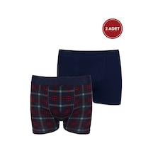 Koza İç Giyim Erkek 2'li Pamuklu Likralı Boxer Ko9003bx.02 Lacivert - Kırmızı