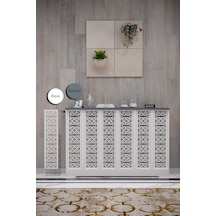 Karatay Model Beyaz Üstü Antrasit Renk 116 CM Petek Kaplama Dresuar Çok Renkli