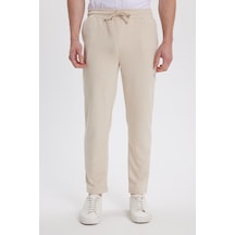 Tudors Erkek Slim Fit Dar Kesim Beli Bağcıklı 3 Cepli Geniş Paça Kemik Eşofman Altı-41911 Kemik