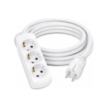 3'lü Grup Priz 3x2.5mm Ttr Beyaz Topraklı Kauçuk Seyyar Uzatma Kablosu 3 Metre 0