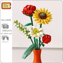 Loz 1659 Ebedi Çiçek Bitki Bitki Ayçiçeği Gül Safran Hypericum 3d Modeli Mini Bloklar Tuğla Yapı Oyuncak Çocuklar İçin Hiçbir Kutu