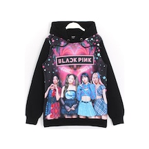 BlackPink Korean Pop Grup Dijital Baskı Kız Çocuk Siyah Renk Kapü Siyah