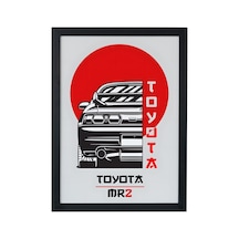 Toyota Mr2 Ahşap Çerçeveli Poster Tablo Orta Motor Jdm Spor Siyah