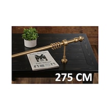 Altın Ahşap Rustik - Alüminyum Borulu Ahşap Başlıklı Ahşap Ayaklı Perde Askısı - Halkalı Klipsli Altın275cm - 860547953 Altın275cm