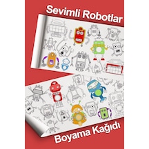 Melolisa Sevimli Robotlar Temalı Bebek, Kreş Ve Çocuk Aktivite Ve Boyama Rulosu - Kids Coloring Roll