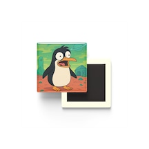 Penguin - 9x9 Cm Baskılı Kare Buzdolap Magneti