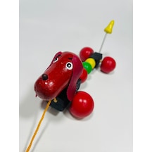 Ahşap Köpek İpli Çekmeli Oyuncak -17Cm