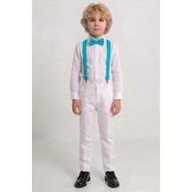 Mnk Baby & Kids Beyaz Pantolon Gömlekli Erkek Çocuk Takım M00809 Beyaz - Turkuaz