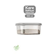 1 Adet Kapaklı Kare Saklama Kabı - Hava Almaz Erzak Şeker Baharat Saklama Kabı 300 Ml Antrasit Gri