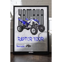 Yamaha Raptor 700r Siyah Ahşap Çerçeveli Poster, Dekoratif Motosiklet Duvar Tablosu