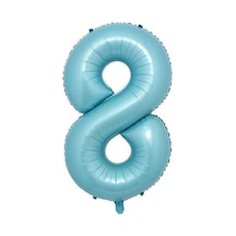 8 Rakam Pastel Mavi Folyo Balon 76 Cm Mavi