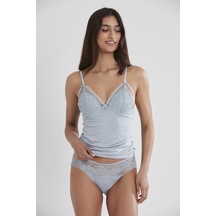 Pierre Cardin 375 Kadın Dantelli Penye Atlet Külot Kaşkorse Set - Mist Mist