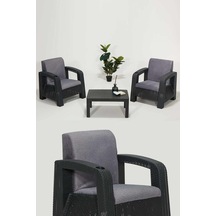 Side 1+1+s Gri Minderli Bahçe&balkon Oturma Grubu 2 Kişilik - Antrasit