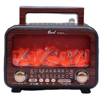 Fp-2393 Şömine Efektli Retro Bluetooth-usb-sd-fm Şarjlı/ Ledli Nostaljik Radyo Hoparlör