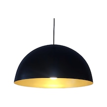 Retro Metal Sarkıt Avize Rustik Tekli Sarkıt Siyah İçi Sarı 40 Cm Beyaz